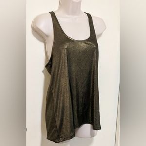 "Express" Razorback High/Low Gold Shimmer Tank Top